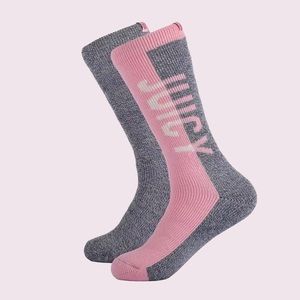 Juicy Couture Grey Contrast 2PCK Boot Socks